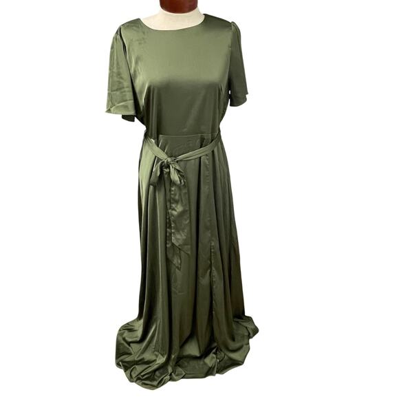 Baltic Born Maxi Womens Dress Size Large Green Gown Satin - Picture 1 of 6